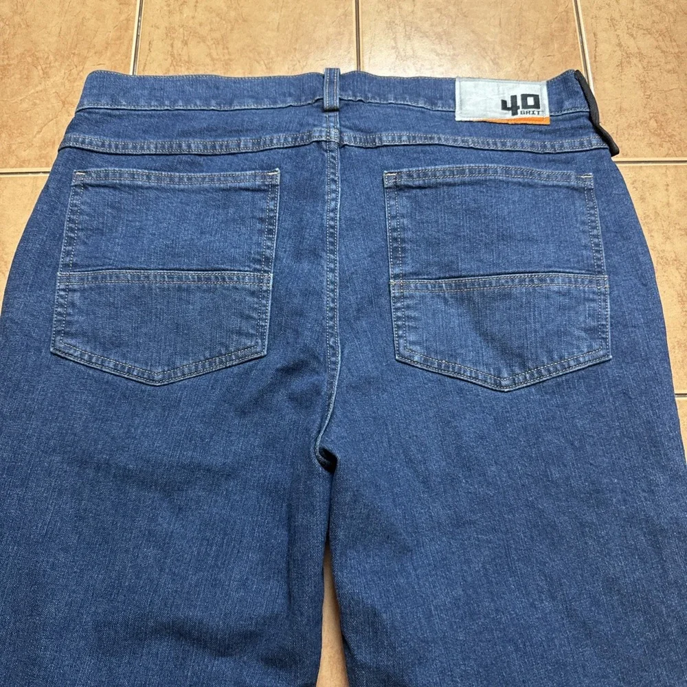 40 Grit Duluth Trading Jeans 34 x 32 Slim Fit Stretch Dark Wash Denim Pants Mens